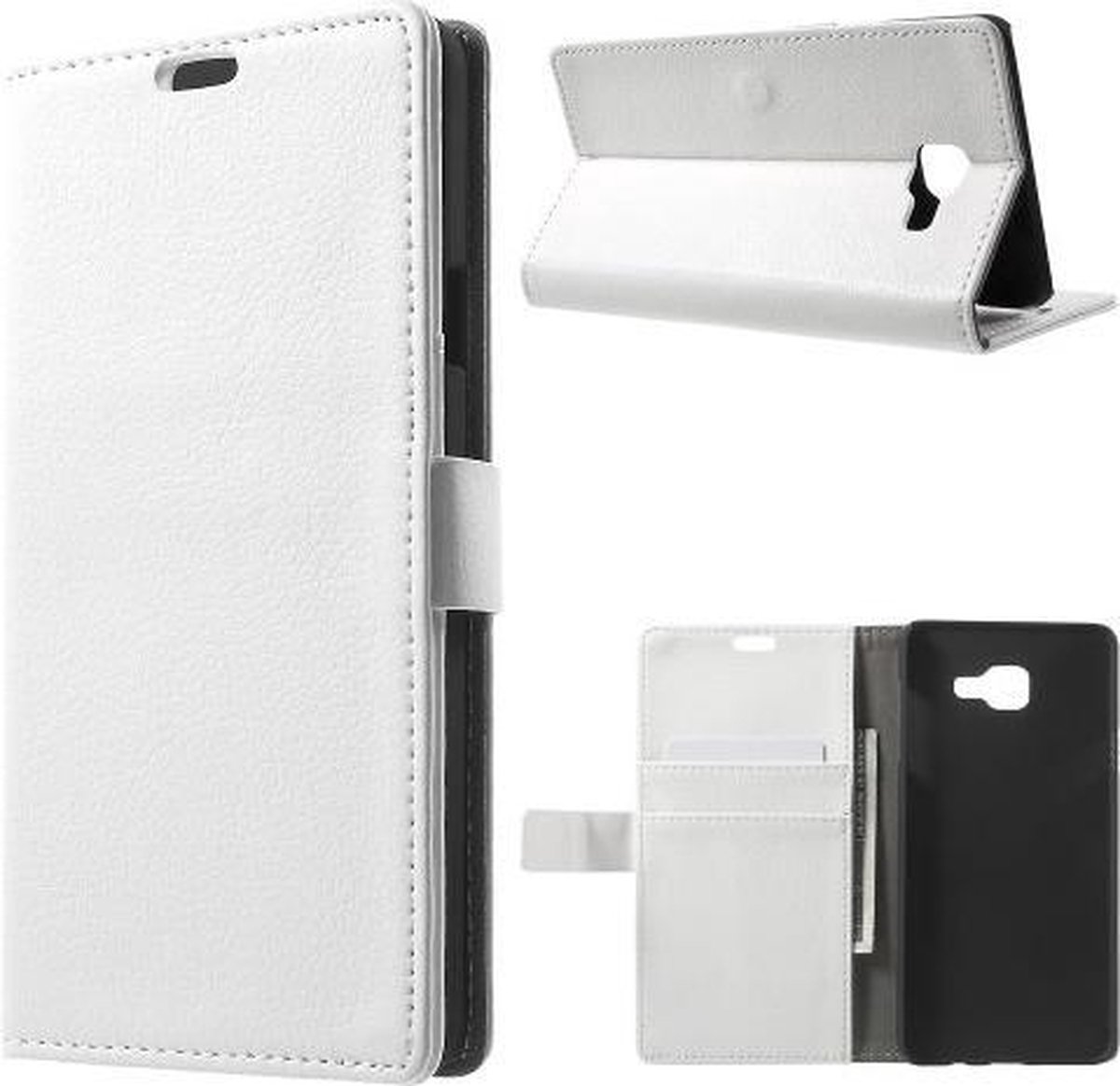 Litchi Cover wallet case hoesje Samsung Galaxy A3 2016 wit