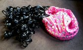 Diadeem Bandana met Zwart haarstukje Roze met zilveren schelpjes
