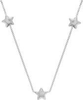 The Jewelry Collection Ketting Sterren 1,0 mm 40 + 5 cm - Zilver Gerhodineerd