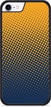 iPhone 8 Hardcase hoesje geel blauwe cirkels - Designed by Cazy