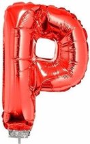 Rode opblaas letter ballon P op stokje 41 cm