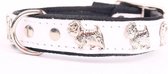 Dog's Companion - Leren halsband Westie - Lengte: 35cm (28-34cmx16 mm), Kleur: Wit