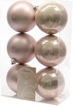 4 stuks 6 kerstballen poeder roze 80 mm