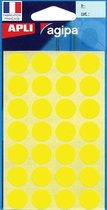 Étiquettes rondes Agipa en pochette diamètre 15 mm, jaune, 168 pièces, 28 par feuille
