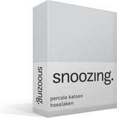 Snoozing - Hoeslaken  - Eenpersoons - 90x200 cm - Percale katoen - Grijs