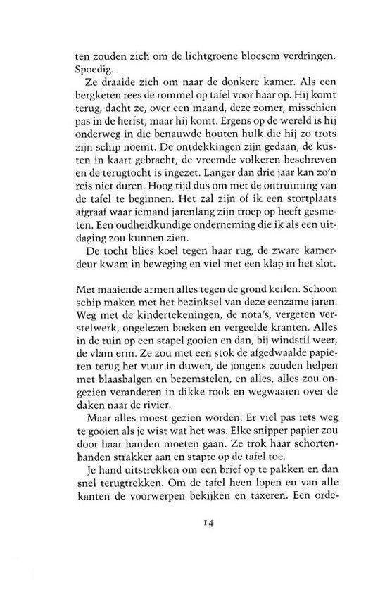 Pagina met tekst over een kamer, schepen en de rivier.