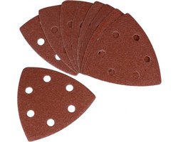FERM - PSA1033 - Delta - Schuurvellen - P80 - 10 stuks - Met - Klittenbandrug - Stofgaten - Afmeting - 90x90mm - Universeel - Zeer geschikt voor - DSM1009 - Deltaschuurmachine - OTM1005 - OTM1006 - Multitool - Schuurpapier driehoek - Delta