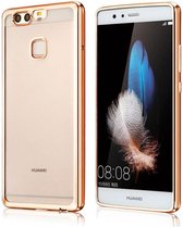 iCall - Huawei P10 - Electroplating TPU Case Transparant met Gouden Bumper  (Golden Silicone Hoesje)