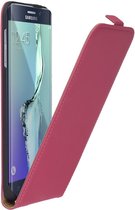 Samsung Galaxy S6 Edge Plus Leder Flip Case hoesje Roze
