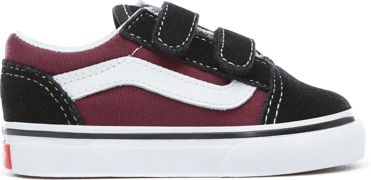 Vans Old Skool V Sneakers - Maat 23.5 - Unisex - zwart/bordeaux rood/wit |  bol.com