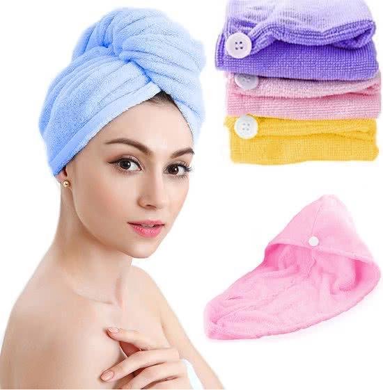 Haar handdoek 4 stuks | Paars, Roze, Blauw & Oranje | Sneldrogend | Microvezel | Sport handdoek | Haarhanddoek