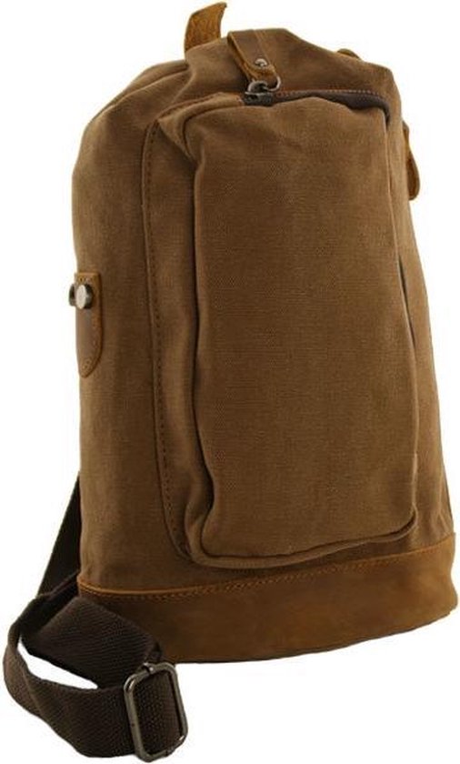| Luanzo Canvas Crossbody tas met Leer Vegas Khaki | Luanzo Canvas Crossbody tas met Leer Vegas Khaki