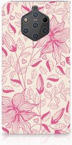 Nokia 9 PureView Uniek Standcase Hoesje Pink Flowers