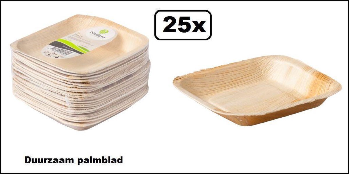 25x Bordje duurzaam palmblad 17x17cm.