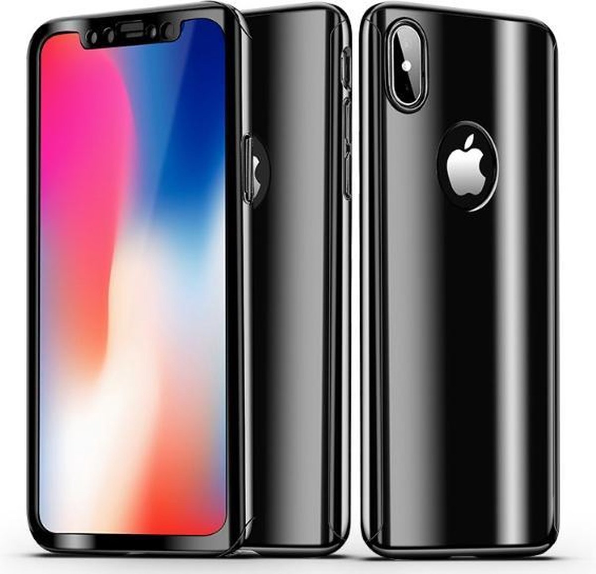 360-graden Beschermhoes Set voor iPhone X/XS _ Zwart