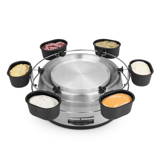 Princess Fonduepan 172680 - Elektrische Fondueset - 8 Personen - Olie, Kaas, Chocolade - Met Sausring - 1.2 Liter - RVS — afbeelding 2