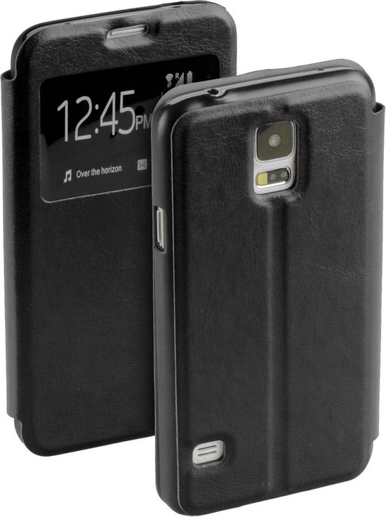 Zwart flipcover met venster voor de Samsung Galaxy S5 Plus