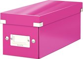 Leitz WOW Click & Store Opbergdoos met Deksel voor CD's - Kartonnen Sorteerdoos voor Spullen - 14.3 x 35.2 Cm (BxD) - Ideaal voor Thuiswerkplek - Roze