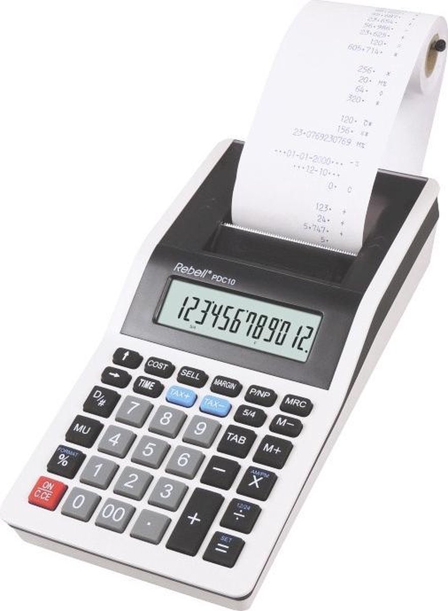 Rebell printcalculator - PDC10-WB - wit-zwart - RE-PDC10-WB