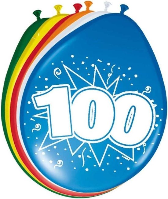 16x stuks Ballonnen versiering 100 jaar
