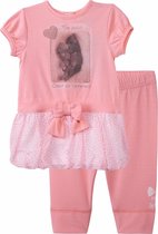 3pommes - kledingset - 2delig - Jurk met legging Rose saumon - Maat 92