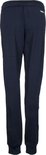 Achterkant donkerblauwe joggingbroek met trekkoord.