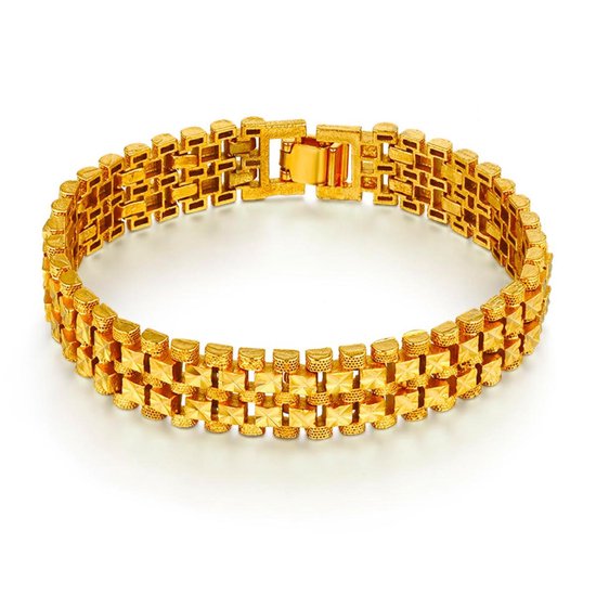 Gouden Armband - 18k Gold Plated - 50 - 15 x - 22cm - Heren - 24krt | bol.com