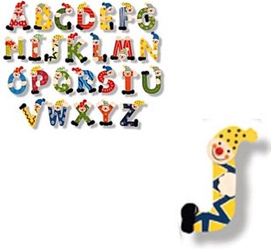 Houten naam letter clown, J