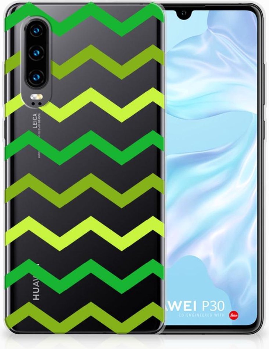 TPU Hoesje voor Huawei P30 TPU bumper Zigzag Groen