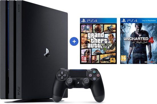 Sony PlayStation 4 Pro Console - 1TB - PS4 + GTA + Uncharted 4 | bol.com