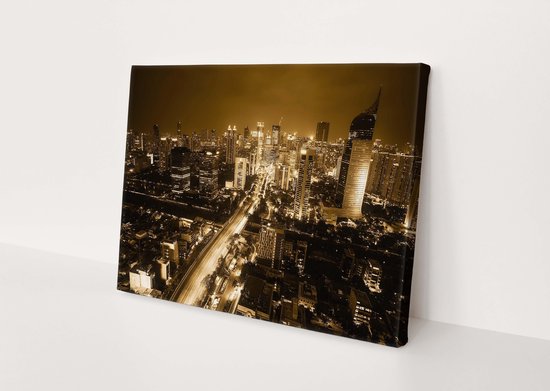 Jakarta | Indonésie | Villes | Tissu en toile | Décoration murale | 60 cm x 40 cm | Peinture | Photo sur toile