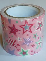 masking tape Roze met Sterren U - decoratie washi papier tape - 48 mm x 4 m