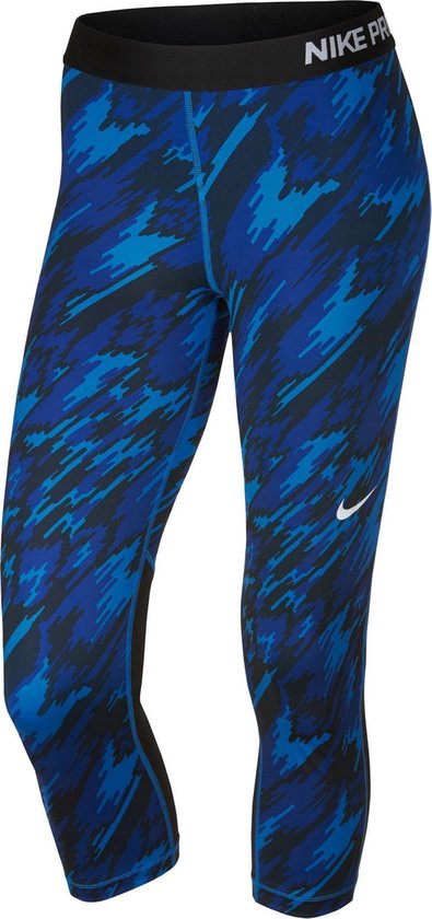 Nike Pro Dri-Fit Capri Dames Hardloopbroek - Maat M - Vrouwen - zwart/blauw  | bol.com
