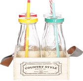 Cosy & Trendy Country Style Fles met Bakje - 30 cl - Set 5-Delig