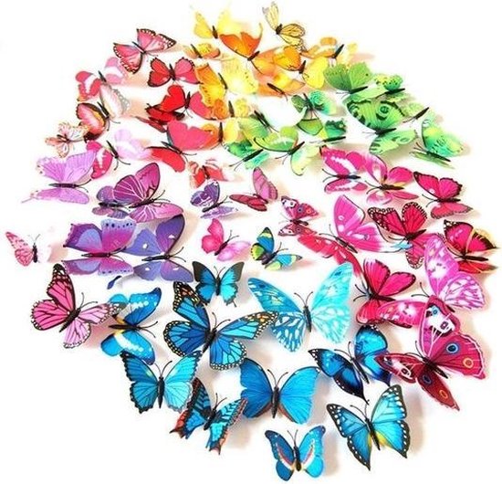 3D vlinders | Mix Kleuren (6 setjes)