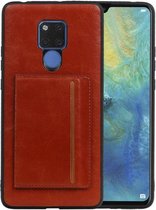 Staand Back Cover 1 Pasjes voor Huawei Mate 20 X Bruin