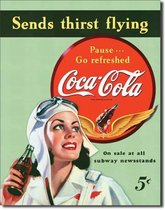 Retro Coca-Cola Wandbord 'Sends Thirst Flying' - Metaal - 30 x 40 cm