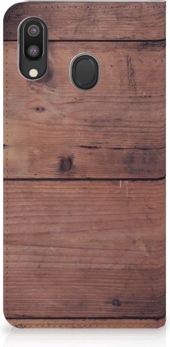 Samsung Galaxy M20 Book Wallet Case Old Wood