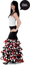 Spaanse Flamenco Luxe Rok - Maat L - Rozen en Volantes - Verkleed Rok