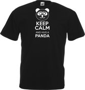 Mijncadeautje - Unisex T-shirt - Keep calm hug a panda - zwart - maat XL