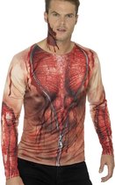 Ripped Skin T-Shirt Flesh met Digital Print & Lang Sleeves