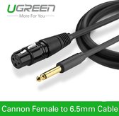 Ugreen 3 m audiokabel Microfoonkabel naar XLR-microfoon (vrouwelijk) - 6,35 mm jackplug (mannelijk)  (AV131)