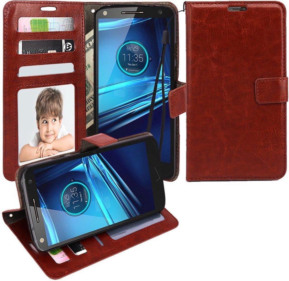 Cyclone Cover bruin wallet case hoesje Geschikt voor: Huawei Nova