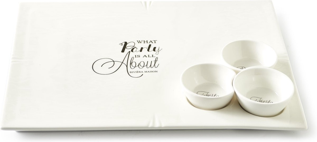 video B olie intelligentie Rivièra Maison Fiesta Party Plate - Serveeschaaltje - Wit | bol.com