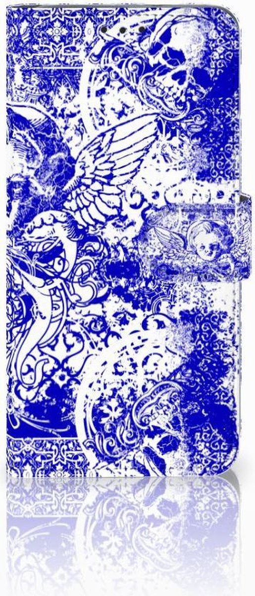 Telefoonhoesje met Naam Samsung Galaxy S10 Plus Angel Skull Blauw