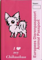 Honden paspoorthoes "I love my Chihuahua" voor europees dierenpaspoort langhaar roze