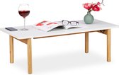 relaxdays salontafel wit - klapbaar - tafel 4 bamboe poten - bijzettafel - Scandinavisch