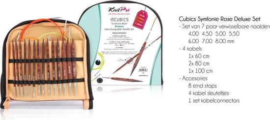 KnitPro Symfonie Rose Deluxe Stricknadeln Set - 8 Häkelnadeln Mit Swarovski Kristallen
