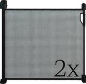 Gaterol Active Pro Zwart dubbelverpakking – Twee leuke, uitschuifbaar trap- en deurhek Rollo, met Quick Pass en automatische sluiting, tot 120 cm