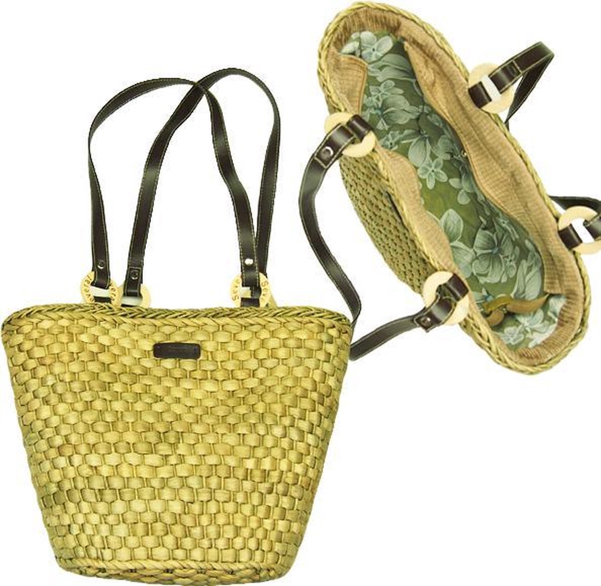 Rieten tas met binnenvoering sale